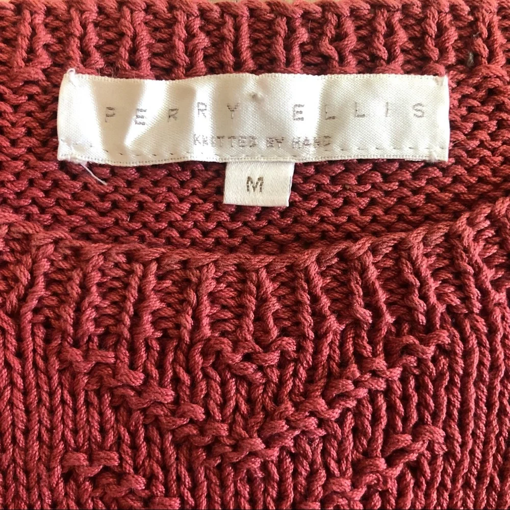 Perry Ellis Vintage 80s Hand-Knit Sweater - Picture 3 of 4